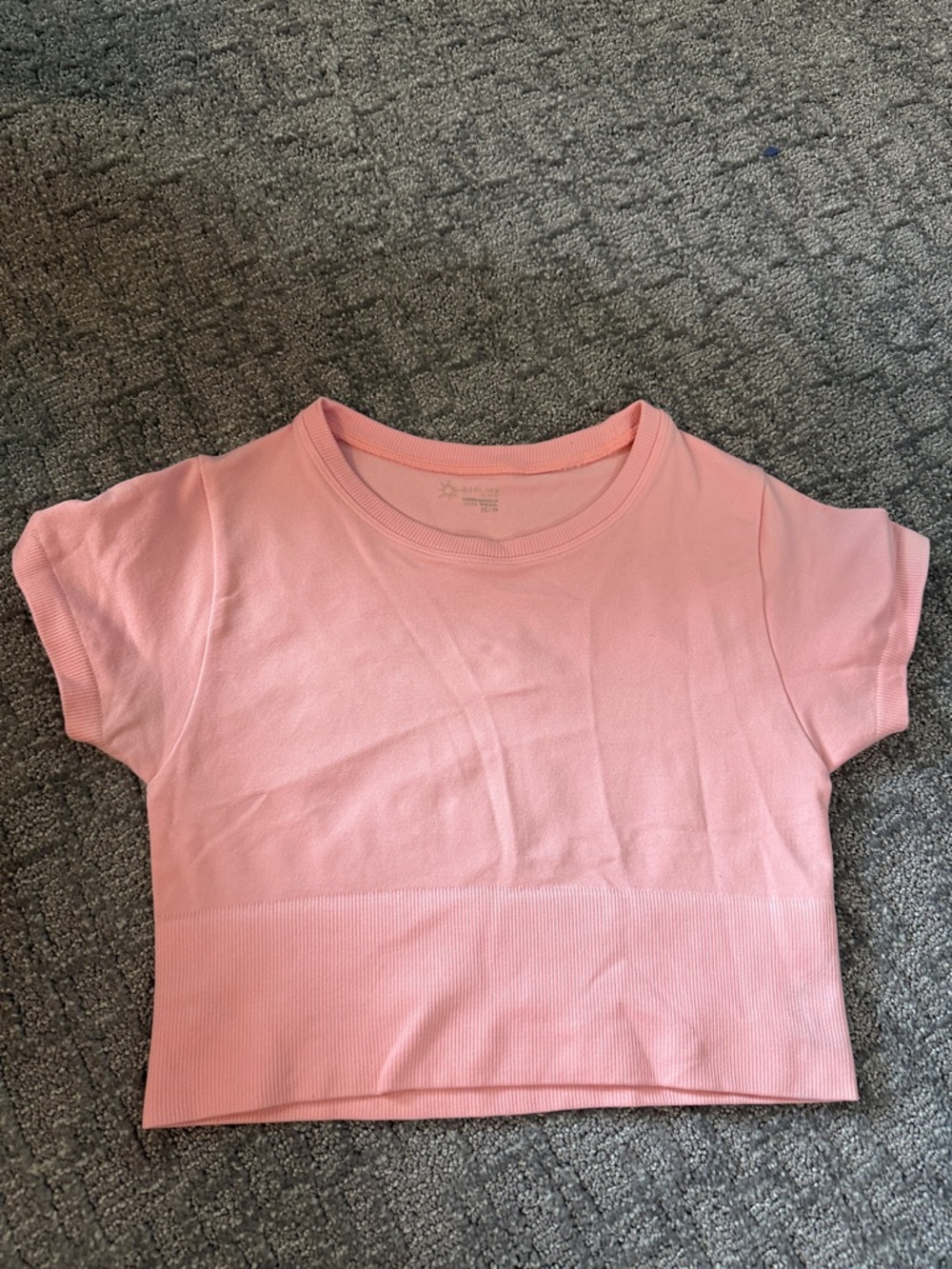 women’s Short Sleeve Crop Top Set - Pink & Aqua - Picture 2 of 5